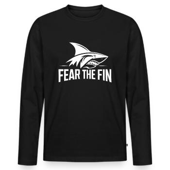 FEAR THE FIN - Men's Premium Organic Long Sleeve Shirt - black - Front - Nico (187cm)