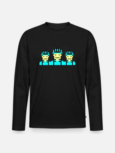 Construction Worker Pixel 02 - Men's Premium Organic Long Sleeve Shirt - black