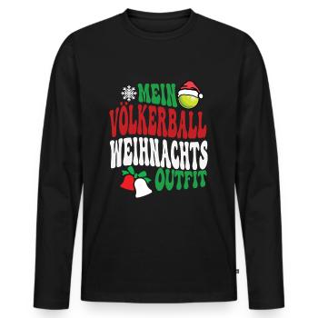 Völkerball Weihnachten Outfit Völkerballspieler - Männer Premium Bio Langarmshirt - Schwarz - Vorne - Nico (187cm)