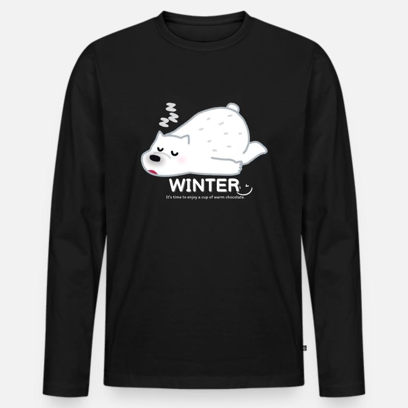 Winter Bear - Männer Premium Bio Langarmshirt - Schwarz