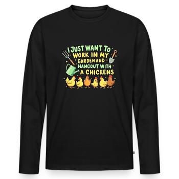 Poules du jardin - T-shirt manches longues Premium bio Homme - noir - Devant - Nico (187cm)