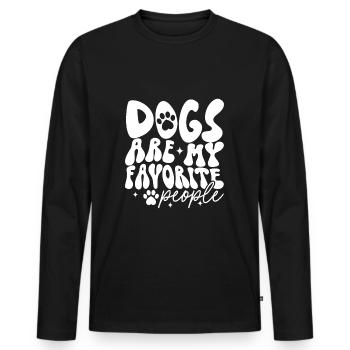 Chien Chien Patte Patte Impression Chien Amour Drôle - T-shirt manches longues Premium bio Homme - noir - Devant - Nico (187cm)