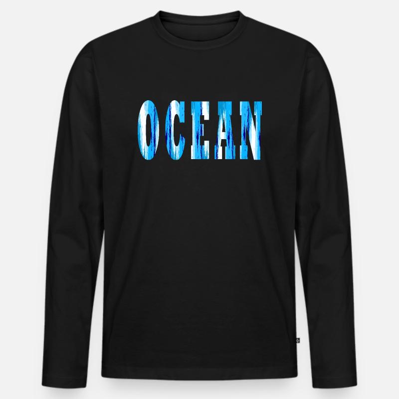 Ozean - Männer Premium Bio Langarmshirt - Schwarz