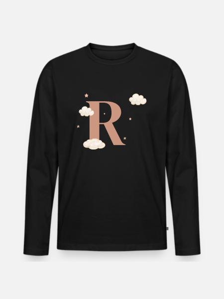 Letter r clouds stars - Men's Premium Organic Long Sleeve Shirt - black