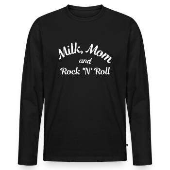 Milk, Mom and Rock 'N' Roll - T-shirt manches longues Premium bio Homme - noir - Devant - Nico (187cm)