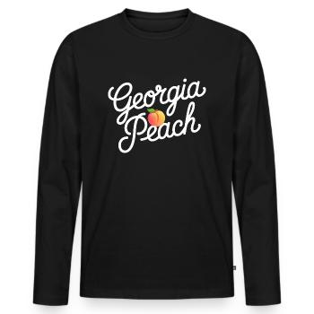 Georgia Peach Script - Men's Premium Organic Long Sleeve Shirt - black - Front - Nico (187cm)