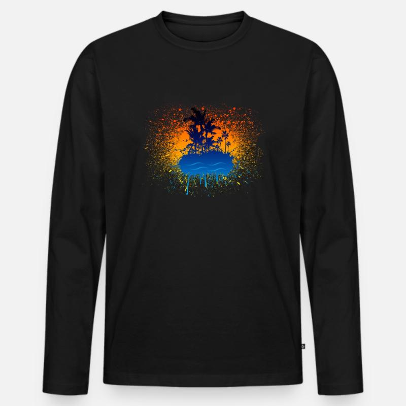 Graffiti-Insel - Männer Premium Bio Langarmshirt - Schwarz
