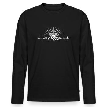 Ein Herz für Berge 1C - Farbwechsel - Männer Premium Bio Langarmshirt - Schwarz - Vorne - Nico (187cm)
