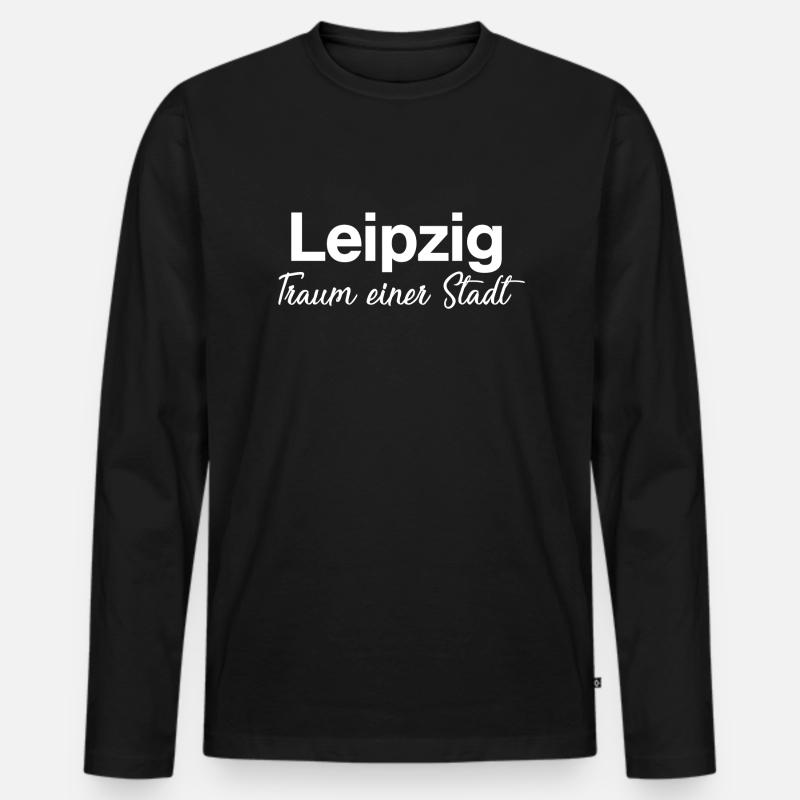 Leipzig - Männer Premium Bio Langarmshirt - Schwarz