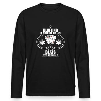 Poker Pokern Kartenspiel Pokerface Geschenk - Männer Premium Bio Langarmshirt - Schwarz - Vorne - Nico (187cm)
