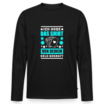 Poker Pokern Kartenspiel Pokerface Geschenk - Männer Premium Bio Langarmshirt - Schwarz - Vorne - Nico (187cm)
