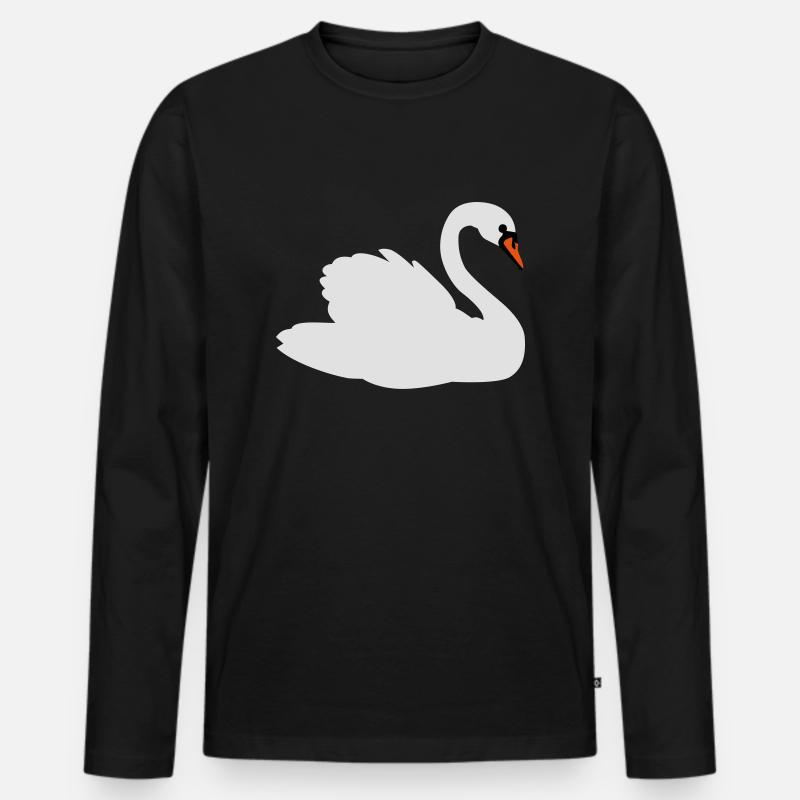Schwan - Männer Premium Bio Langarmshirt - Schwarz