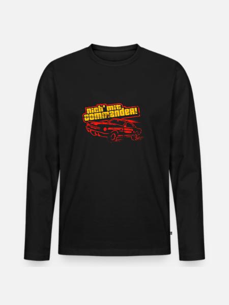 Nich' mit Commander - Männer Premium Bio Langarmshirt - Schwarz