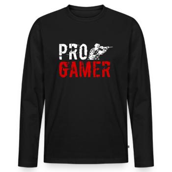 Progamer Gaming Ego Shooter - Männer Premium Bio Langarmshirt - Schwarz - Vorne - Nico (187cm)