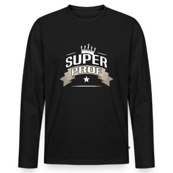 Super Prof - T-shirt manches longues Premium bio Homme - noir - Devant - Nico (187cm)