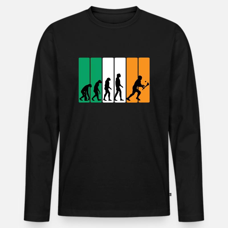 Die Evolution von Hurling - Männer Premium Bio Langarmshirt - Schwarz