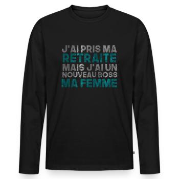 j'ai pris ma retraite - T-shirt manches longues Premium bio Homme - noir - Devant - Nico (187cm)