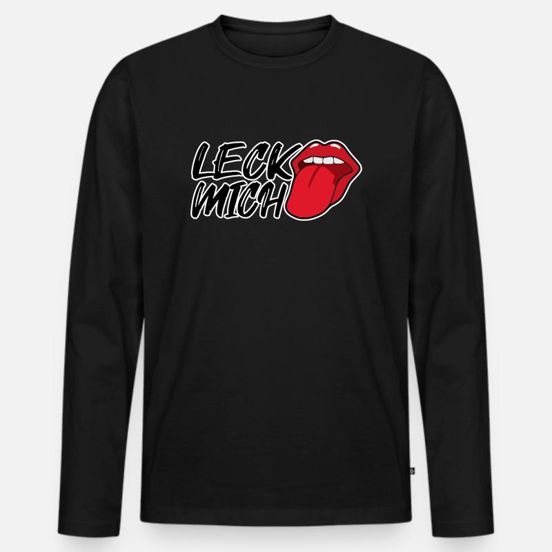 Leck Mich - Männer Premium Bio Langarmshirt - Schwarz