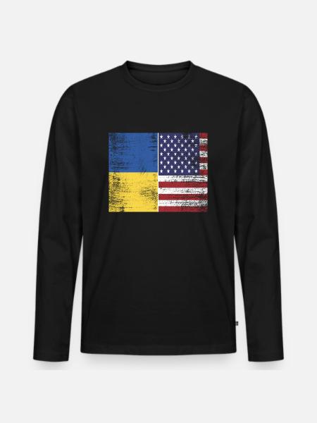 Ukraine - USA - Men's Premium Organic Long Sleeve Shirt - black