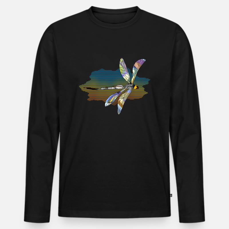 Libelle - Männer Premium Bio Langarmshirt - Schwarz