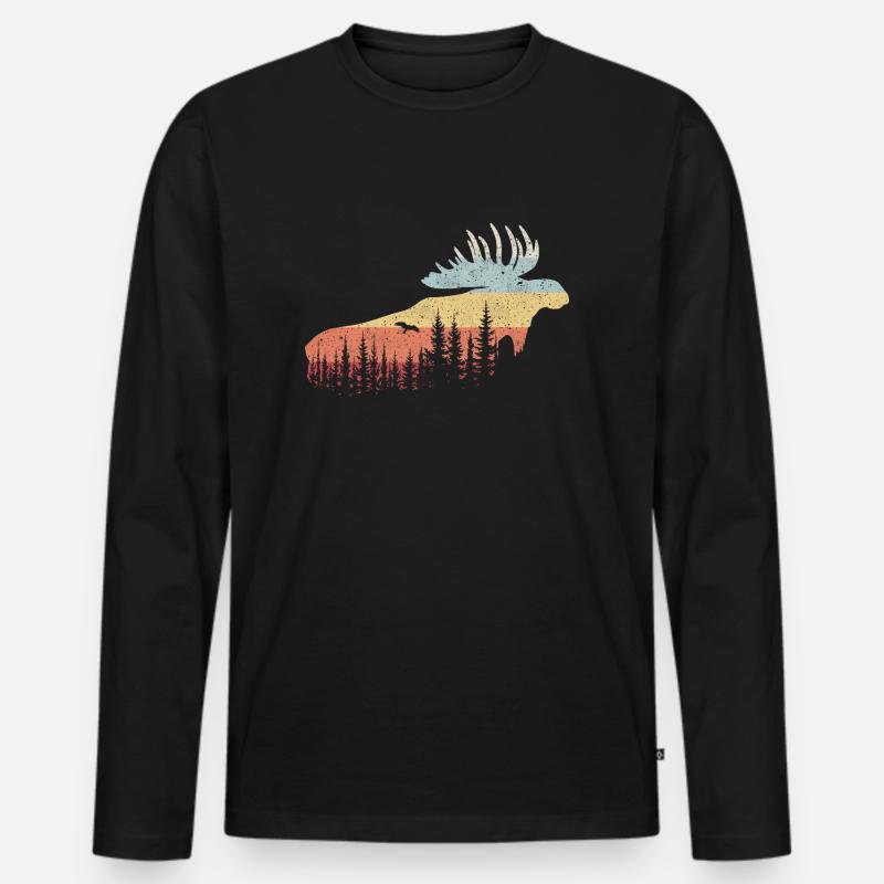 Elch - Männer Premium Bio Langarmshirt - Schwarz
