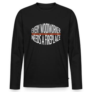 blague papa heureux john charpentier citation axes - T-shirt manches longues Premium bio Homme - noir - Devant - Nico (187cm)