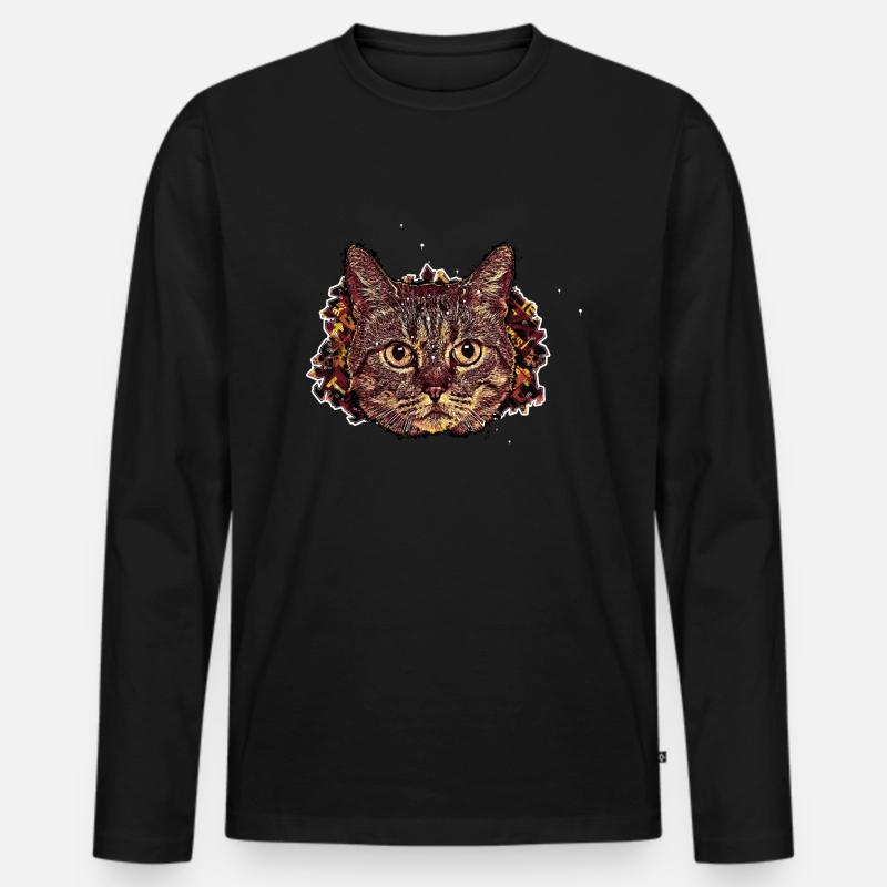 Katzenkopf - In Graffiti #1 - Männer Premium Bio Langarmshirt - Schwarz