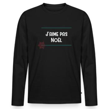 J’aime pas Noël - T-shirt manches longues Premium bio Homme - noir - Devant - Nico (187cm)