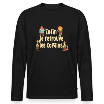Rentrée des classes / Bonne rentrée scolaire - T-shirt manches longues Premium bio Homme - noir - Devant - Nico (187cm)