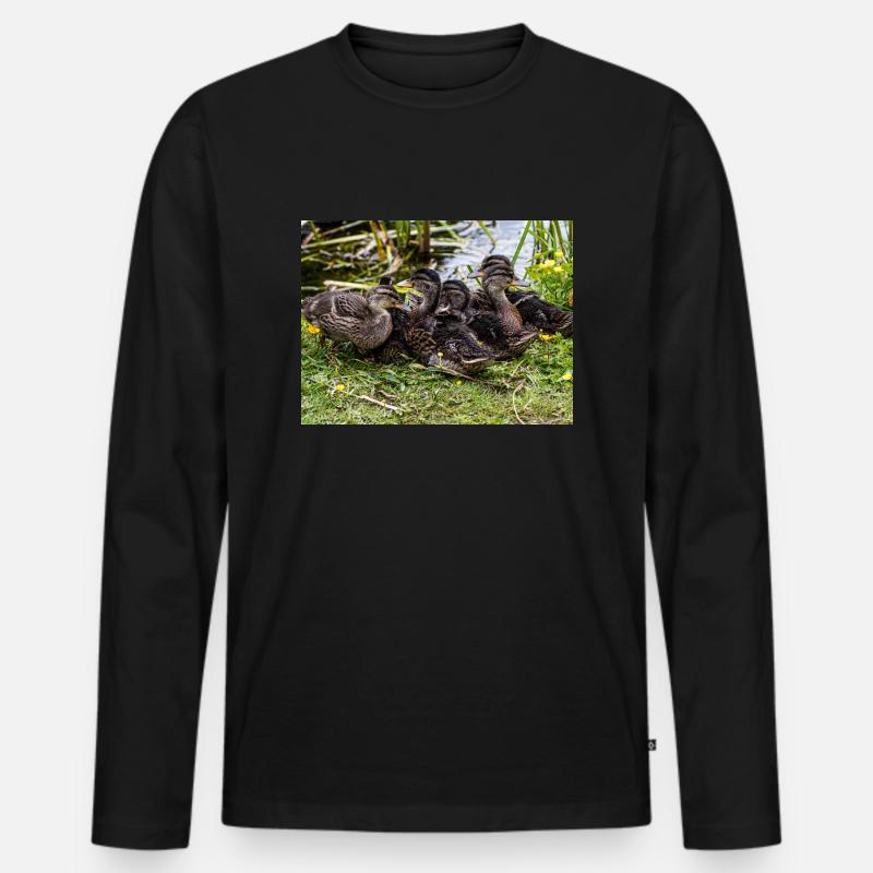 Entchen - Männer Premium Bio Langarmshirt - Schwarz