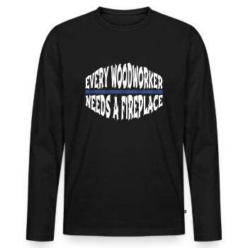 woodcutter statement apprentice blogger - Männer Premium Bio Langarmshirt - Schwarz - Vorne - Nico (187cm)