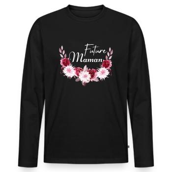 future maman idée cadeau - T-shirt manches longues Premium bio Homme - noir - Devant - Nico (187cm)