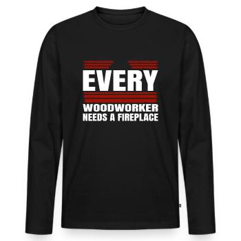 cadeau d’anniversaire syndicat charpentier - T-shirt manches longues Premium bio Homme - noir - Devant - Nico (187cm)