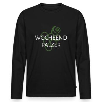 Wocheendpälzer - Männer Premium Bio Langarmshirt - Schwarz - Vorne - Nico (187cm)