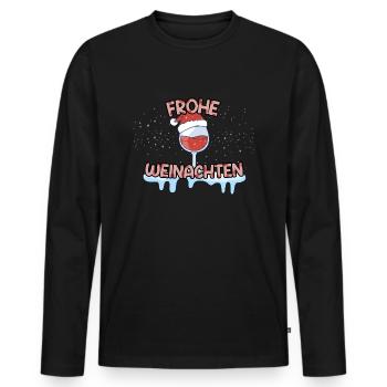 Weihnachten Weihnachtsmann Wein Geschenk Design - Männer Premium Bio Langarmshirt - Schwarz - Vorne - Nico (187cm)