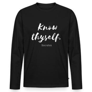 Know thyself Socrates - T-shirt manches longues Premium bio Homme - noir - Devant - Nico (187cm)