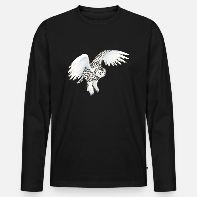 Schneeeule - Männer Premium Bio Langarmshirt - Schwarz