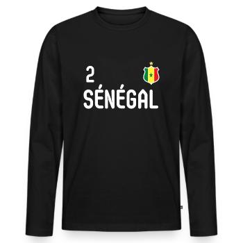 équipe Sénégal - T-shirt manches longues Premium bio Homme - noir - Devant - Nico (187cm)