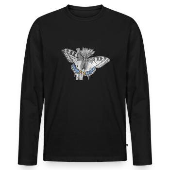 Schwalbenschwanz - Schmetterling - Männer Premium Bio Langarmshirt - Schwarz - Vorne - Nico (187cm)