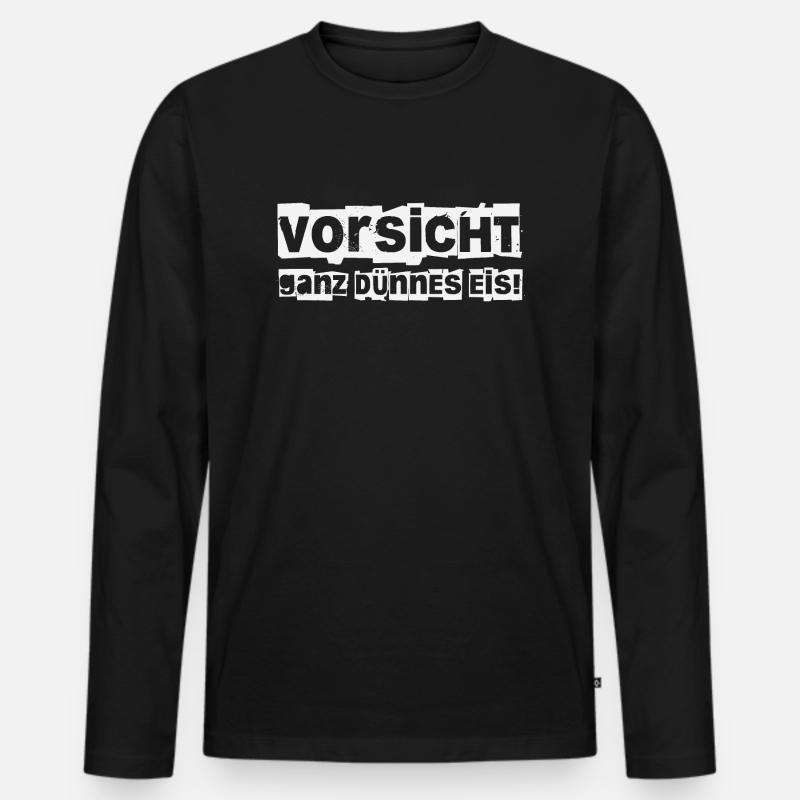 Vorsicht ganz dünnes Eis! - Männer Premium Bio Langarmshirt - Schwarz