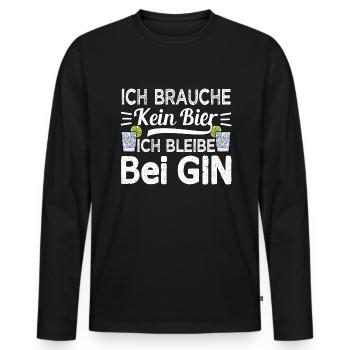 Gin Longdrink Ich brauche kein Bier - Männer Premium Bio Langarmshirt - Schwarz - Vorne - Nico (187cm)