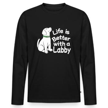 Labrador Dog Dog owner Mistress Mr. Wau - Men's Premium Organic Long Sleeve Shirt - black - Front - Nico (187cm)