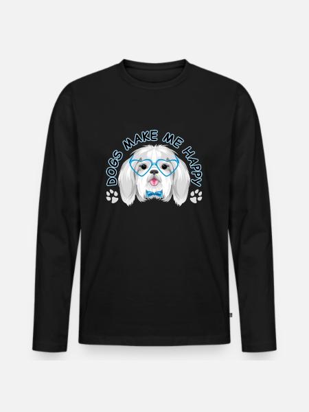 Dogs make me happy - Men's Premium Organic Long Sleeve Shirt - black
