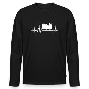 Wald Herzschlag Baum Geschenkidee - Männer Premium Bio Langarmshirt - Schwarz - Vorne - Nico (187cm)
