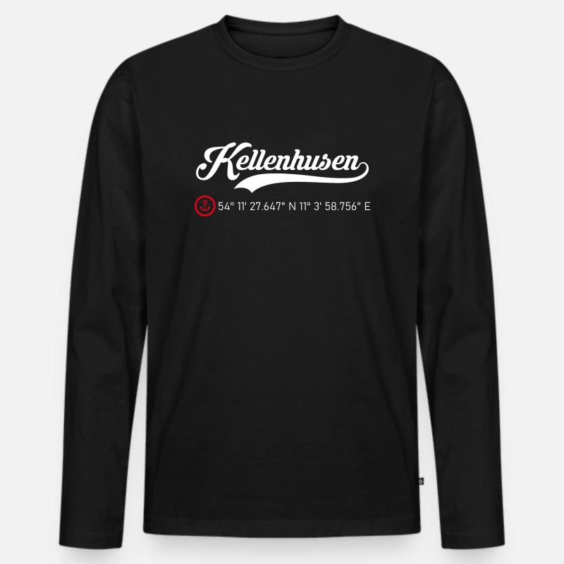 Kellenhusen Koordinaten - Männer Premium Bio Langarmshirt - Schwarz