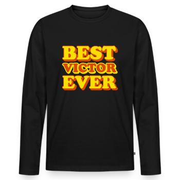 Victor Prénom Drôle de Cadeau - T-shirt manches longues Premium bio Homme - noir - Devant - Nico (187cm)