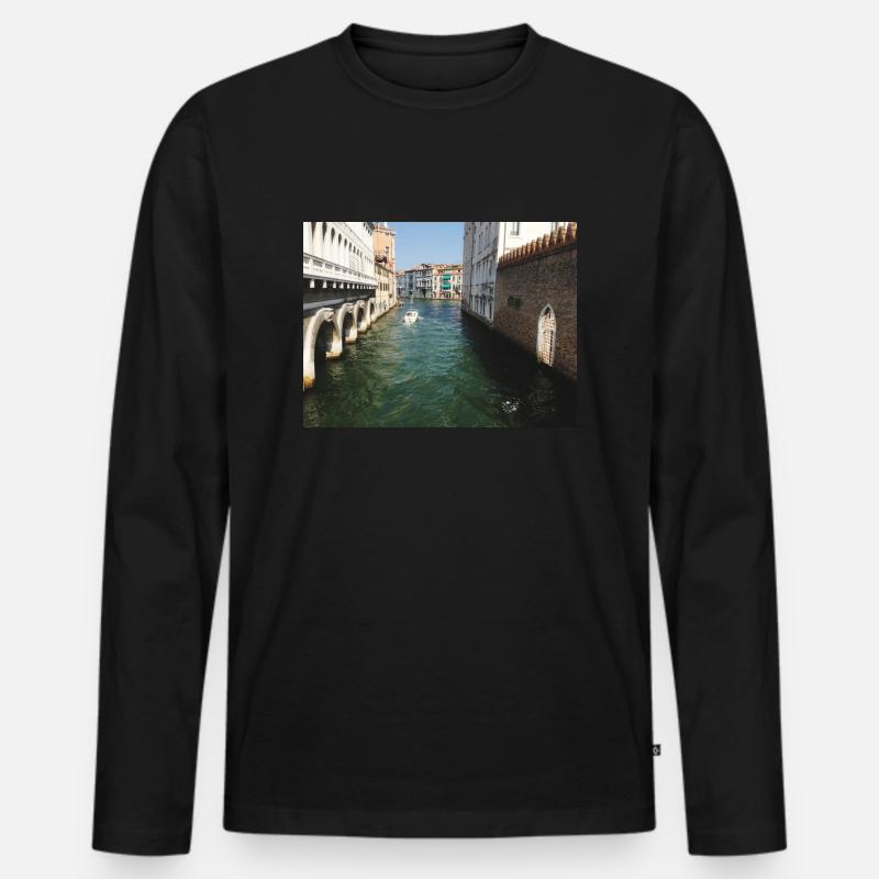 Sommer in Venedig - Männer Premium Bio Langarmshirt - Schwarz