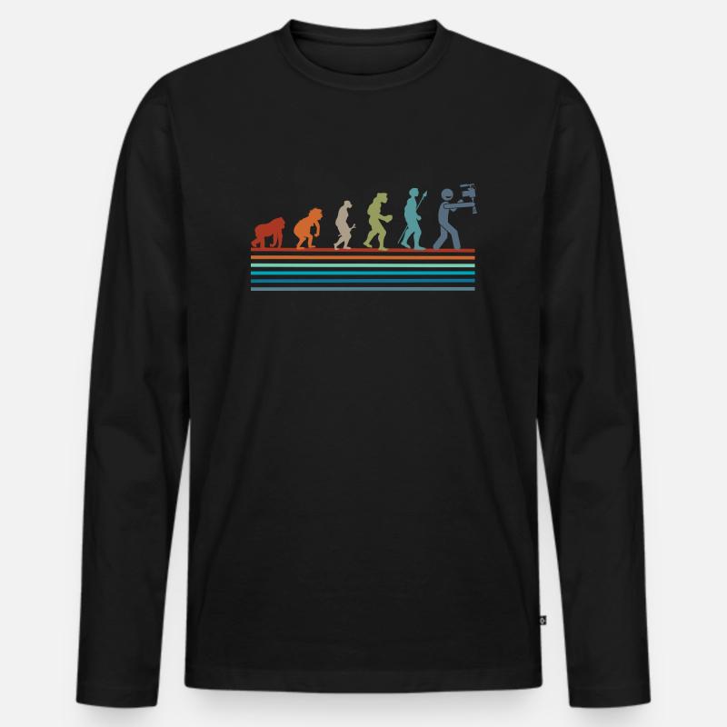 Retro Vintage Social Media Evolution - Männer Premium Bio Langarmshirt - Schwarz