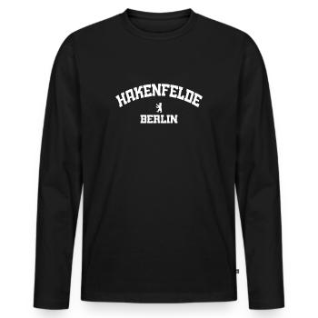 Hakenfelde - Spandau - Berlin - Germany - Men's Premium Organic Long Sleeve Shirt - black - Front - Nico (187cm)