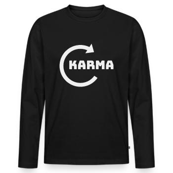 KARMA will return - Men's Premium Organic Long Sleeve Shirt - black - Front - Nico (187cm)